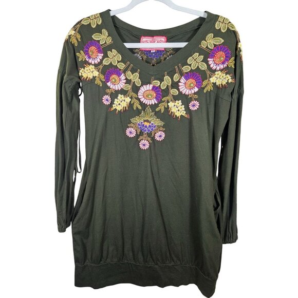 Johnny Was Women Embroidered Tunic Top S Folkcore Fall Whimsygoth Artisan Casual - Picture 2 of 14